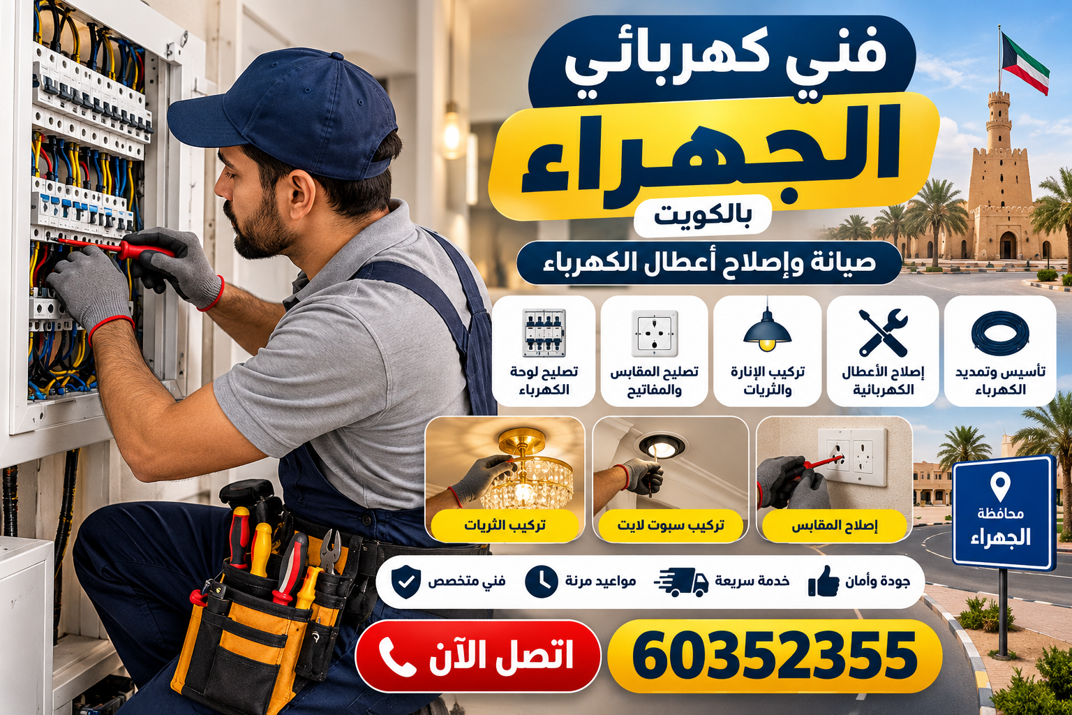 دليل اختيار فني مؤهل لإصلاح لوحات الكهرباء في مبارك الكبير