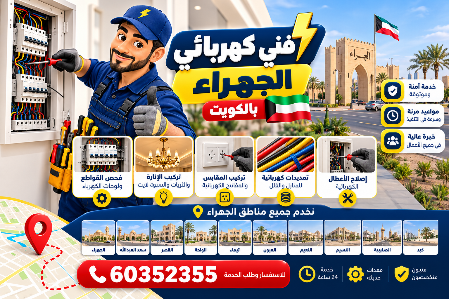دليل صيانة وإصلاح كهرباء المنازل والفلل في الأحمدي